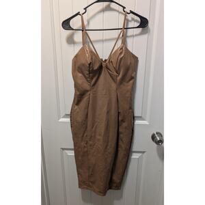 Kaylee Kollection Brown Mocha Faux Leather Bodycon Sexy Party Slip Dress Size M